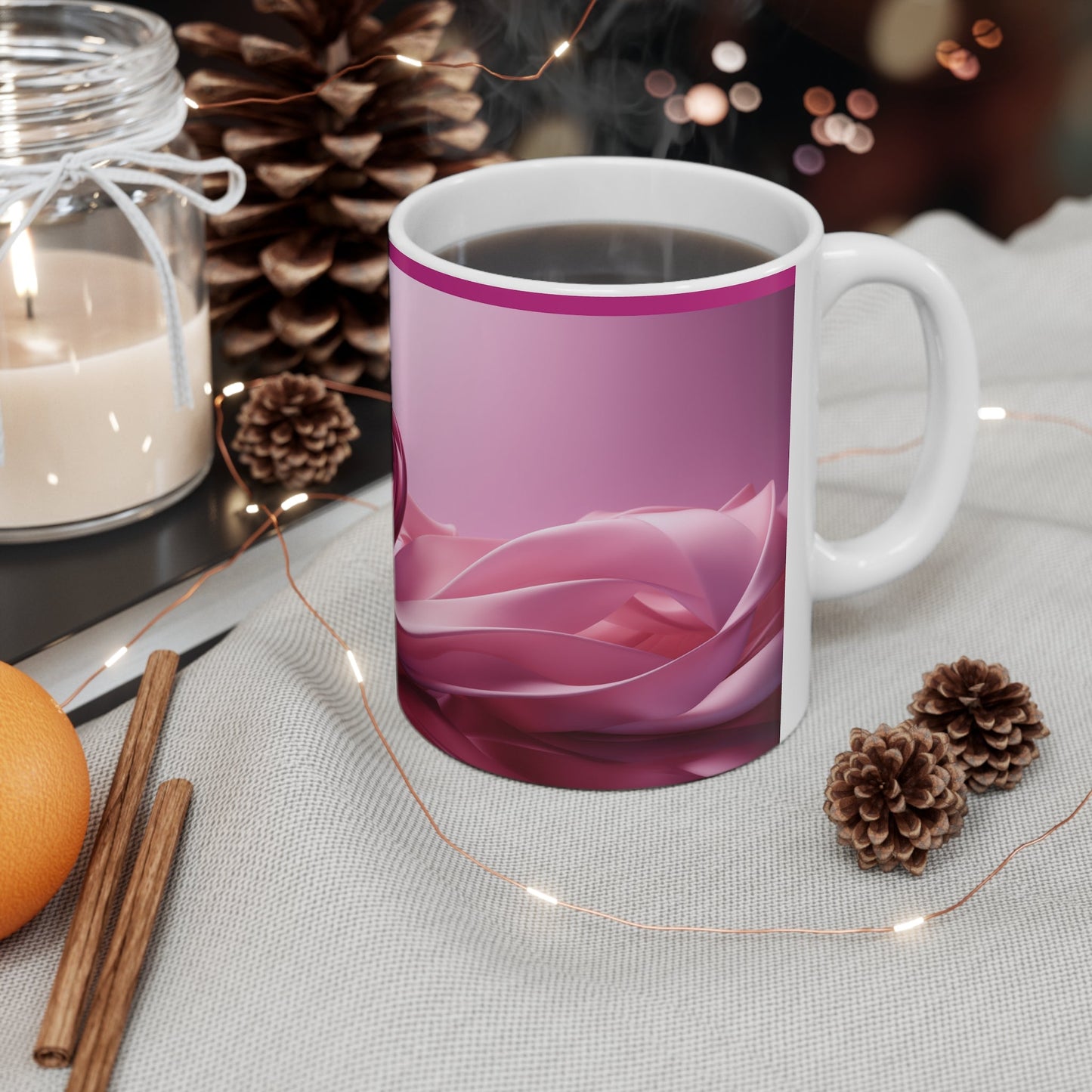 Heart-Themed 11oz Ceramic Coffee Mug