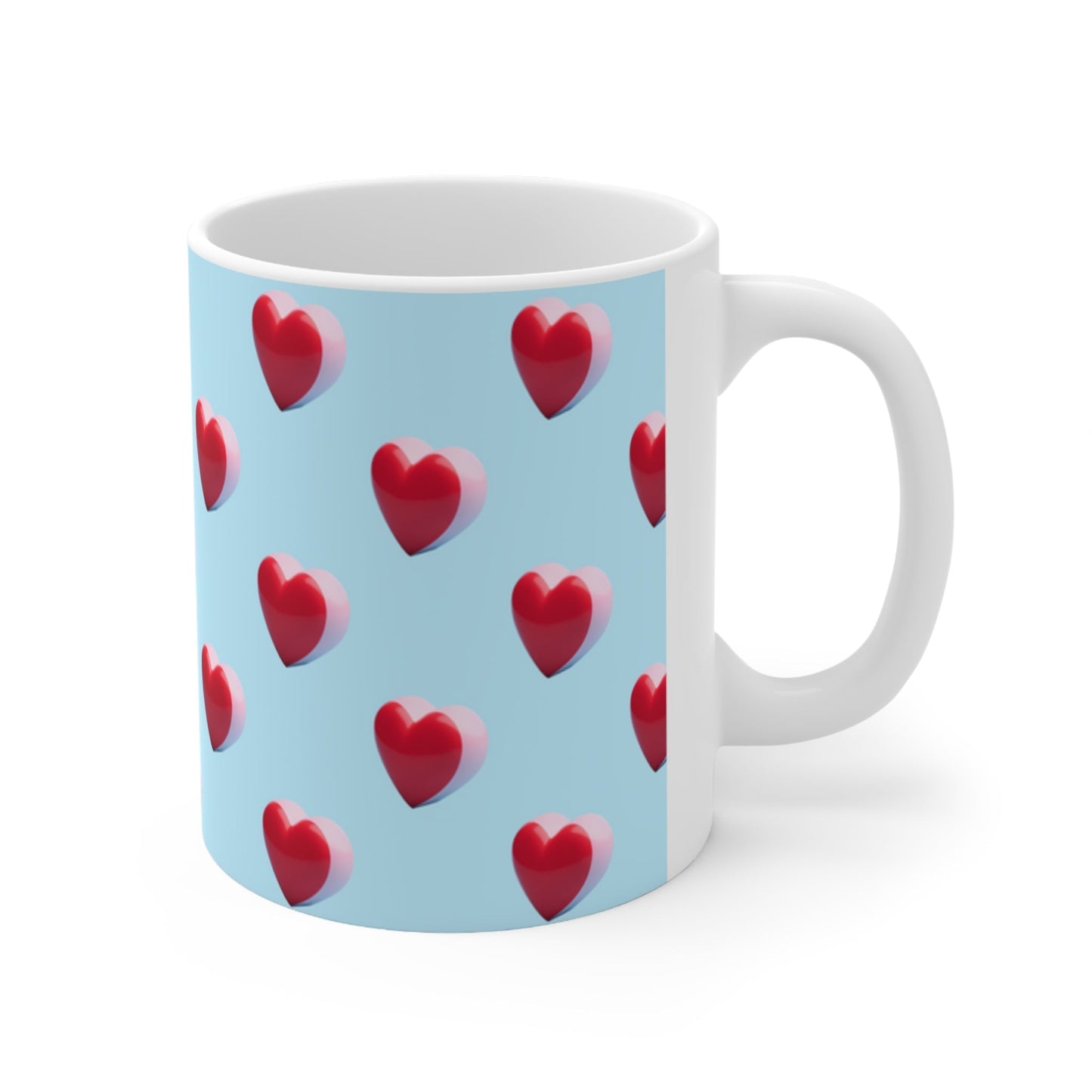 Lovely Heart 11oz Ceramic Coffee Mug – Valentine's Day Gift for Him or Her