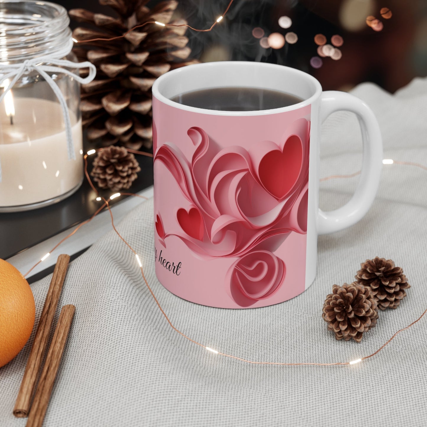 heart 11oz ceramic coffee mug
