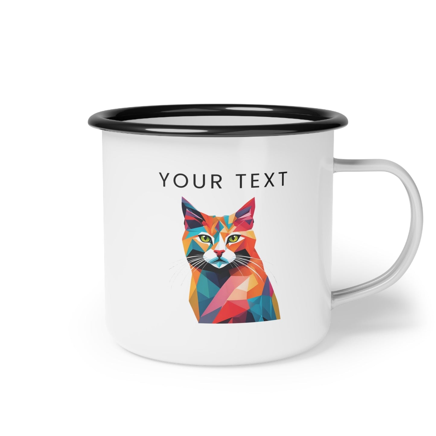 Personalized Enamel Mug 12oz colorful cat logo protrait image personilized customize mug