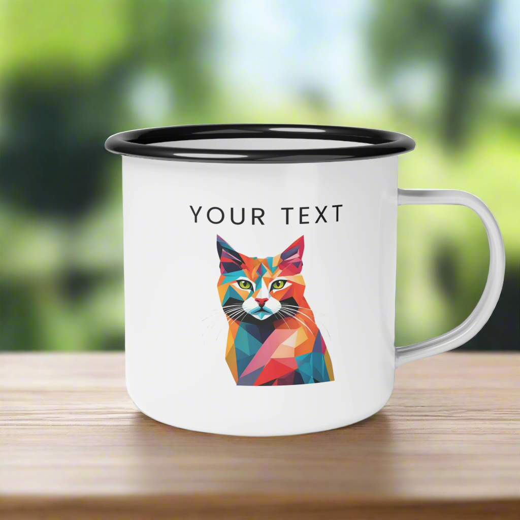 Personalized Enamel Mug 12oz colorful cat logo protrait image personilized customize mug