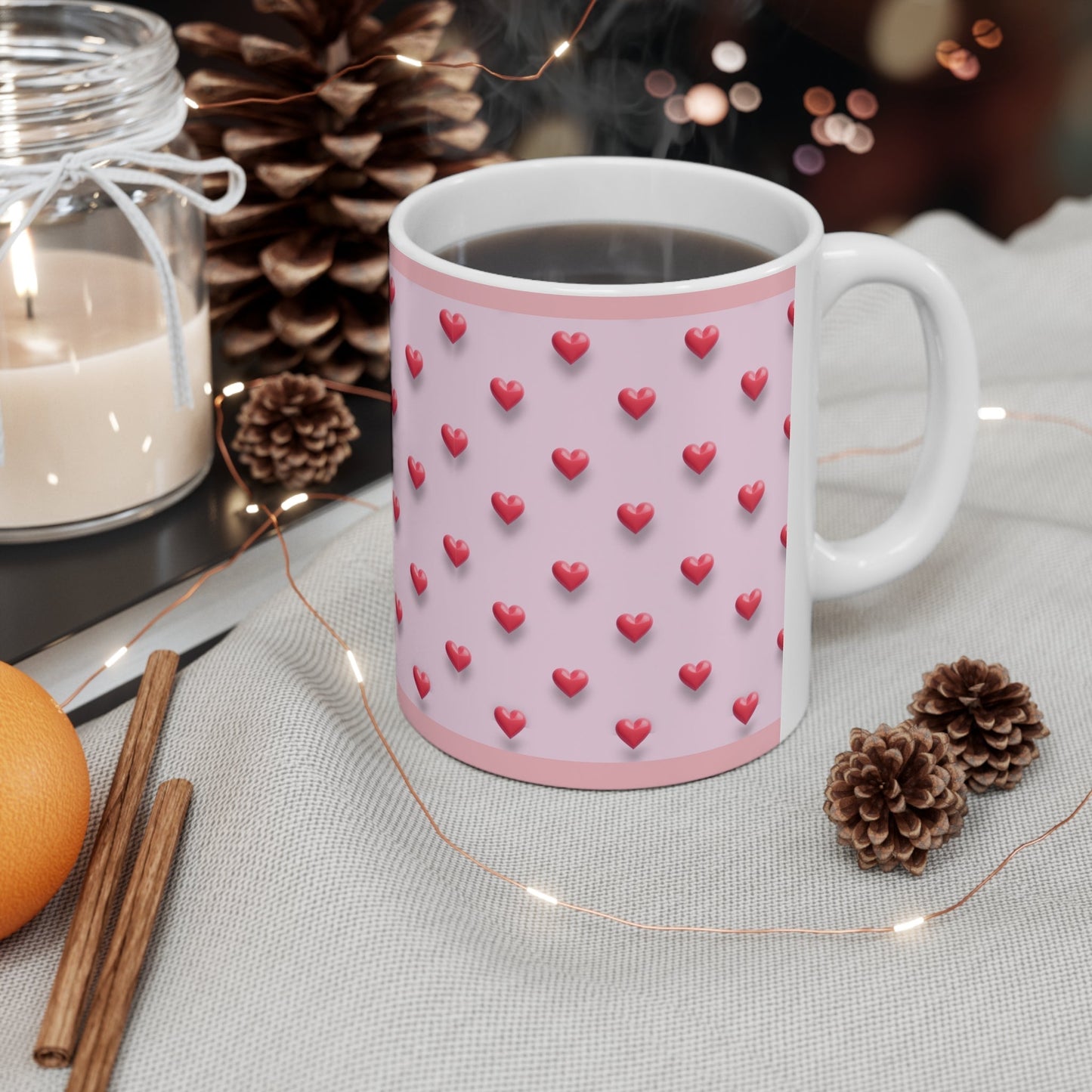 Heart-themed 11oz Ceramic Coffee Mug