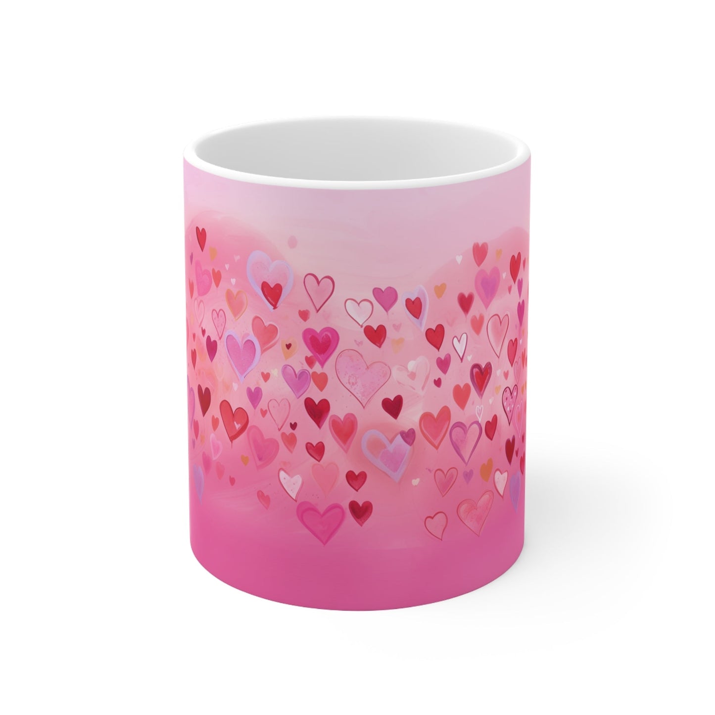 Heart-Themed 11oz Ceramic Coffee Mug - customized favorite valentines day