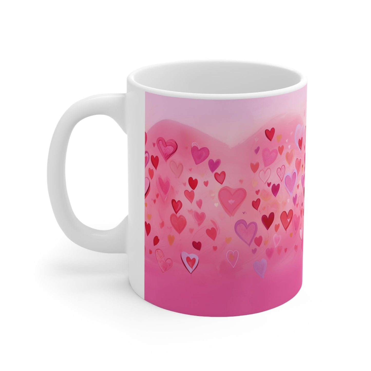 Heart-Themed 11oz Ceramic Coffee Mug - customized favorite valentines day