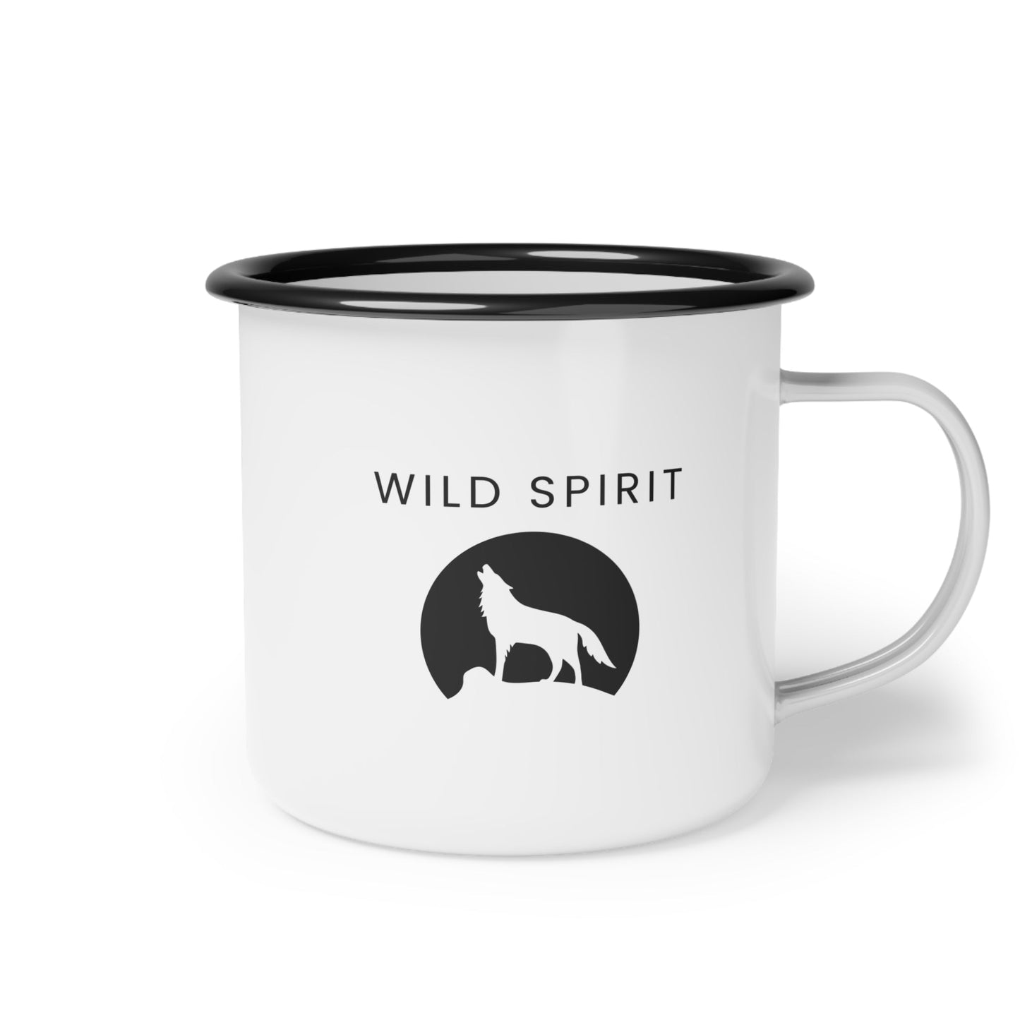 Enamel Camping Mug 12oz Wild Spirt - Rugged Companion for Nature and Wolf Lovers