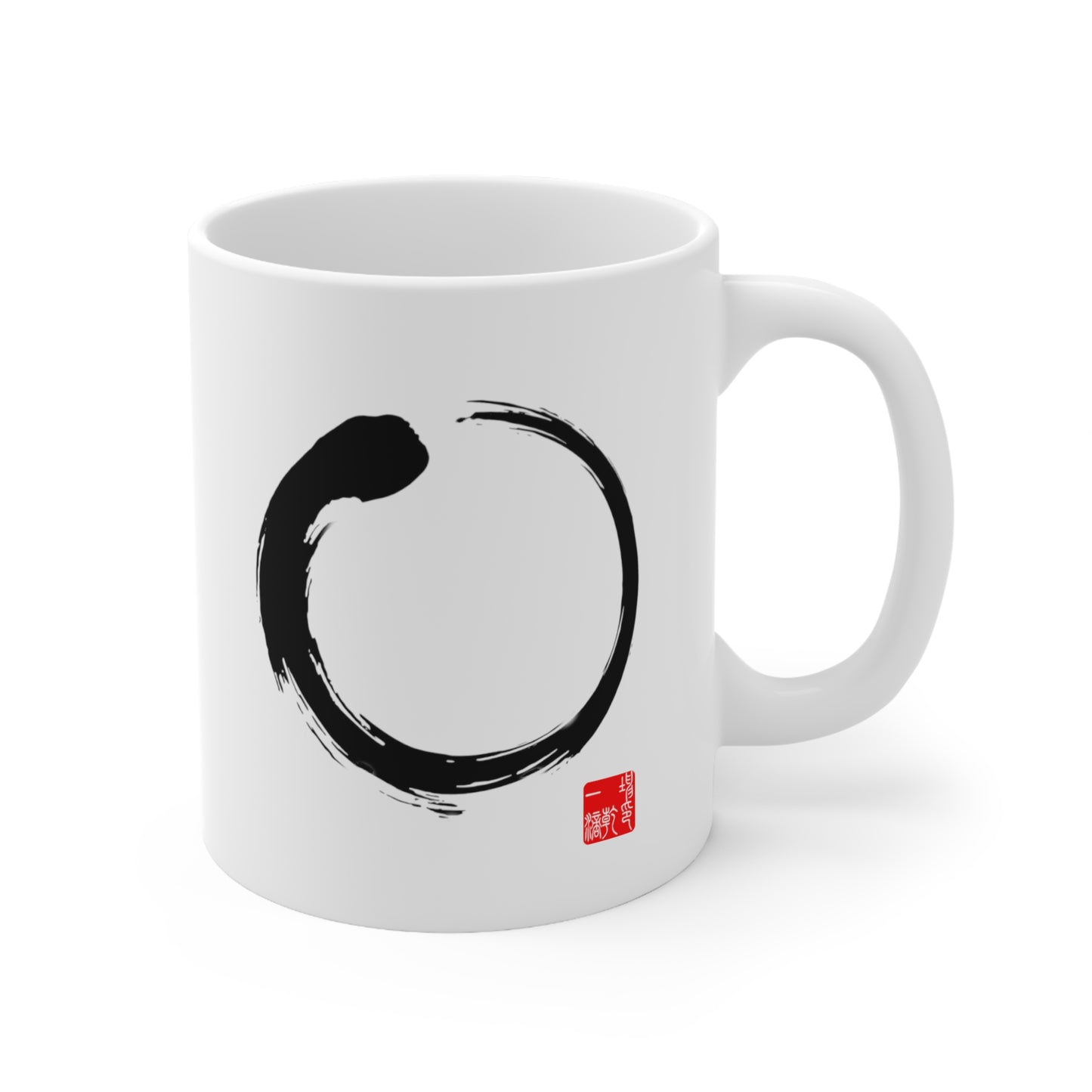 enso white coffee mug japanese design buddhism infinity circle 11 oz