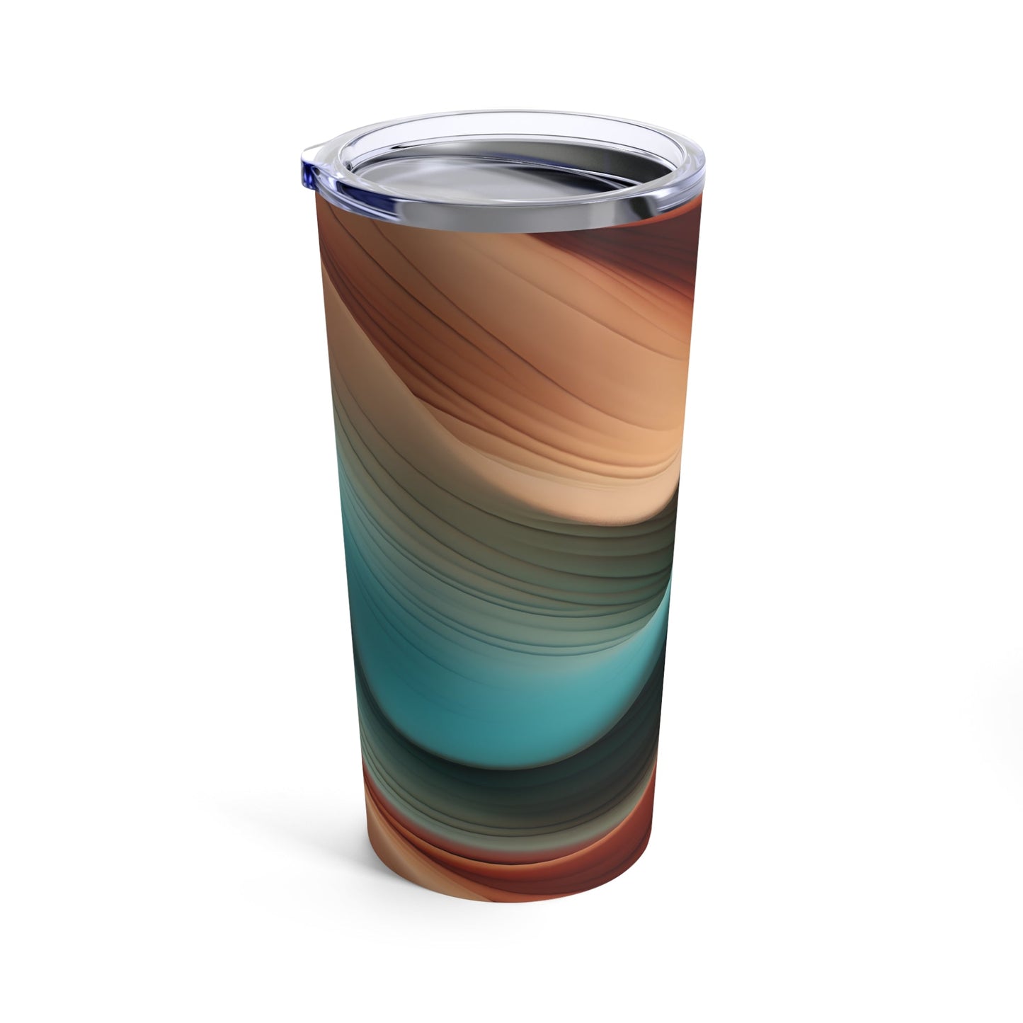 20oz Skinny Tumbler 20oz Earthy Wavy Design Terracotta & Teal Colors