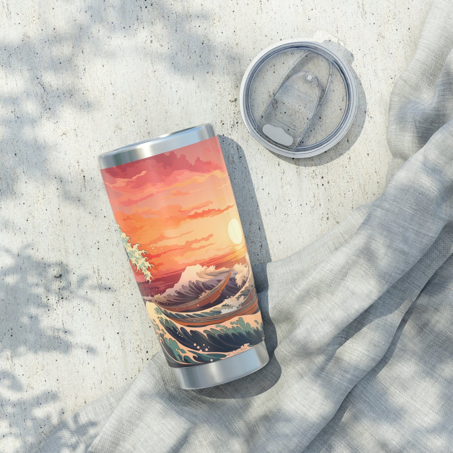 Japanese-inspired Wave Design 20oz Tumbler