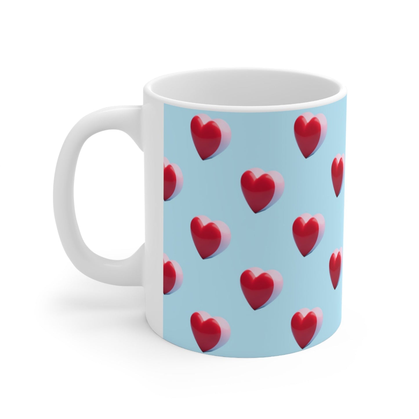 Lovely Heart 11oz Ceramic Coffee Mug – Valentine's Day Gift for Him or Her