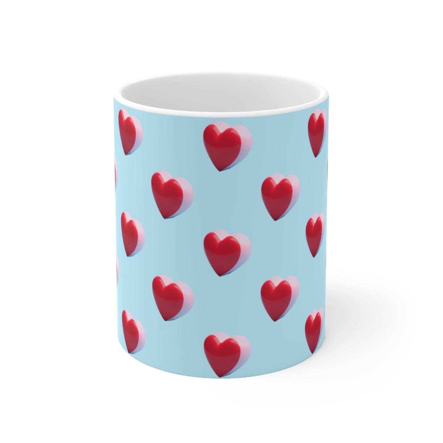 Lovely Heart 11oz Ceramic Coffee Mug – Valentine's Day Gift for Him or Her