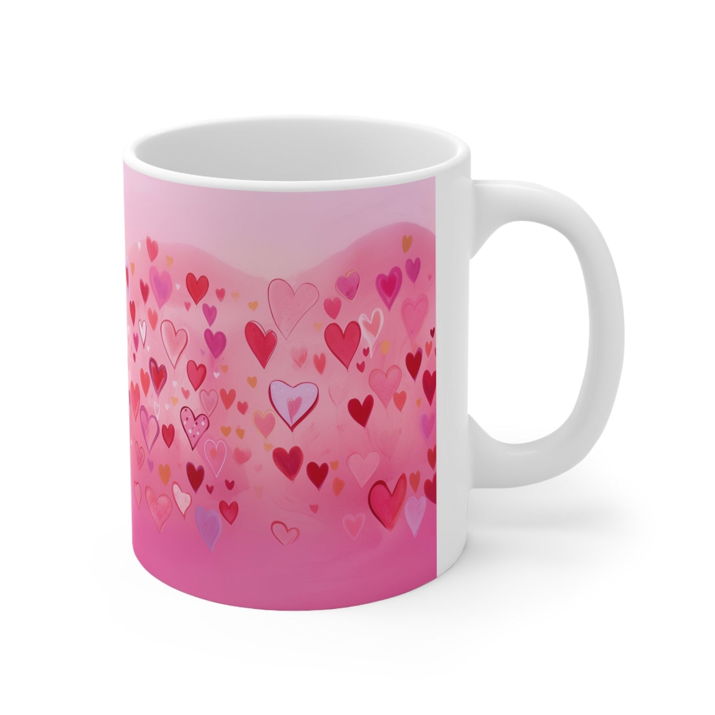 Heart-Themed 11oz Ceramic Coffee Mug - customized favorite valentines day
