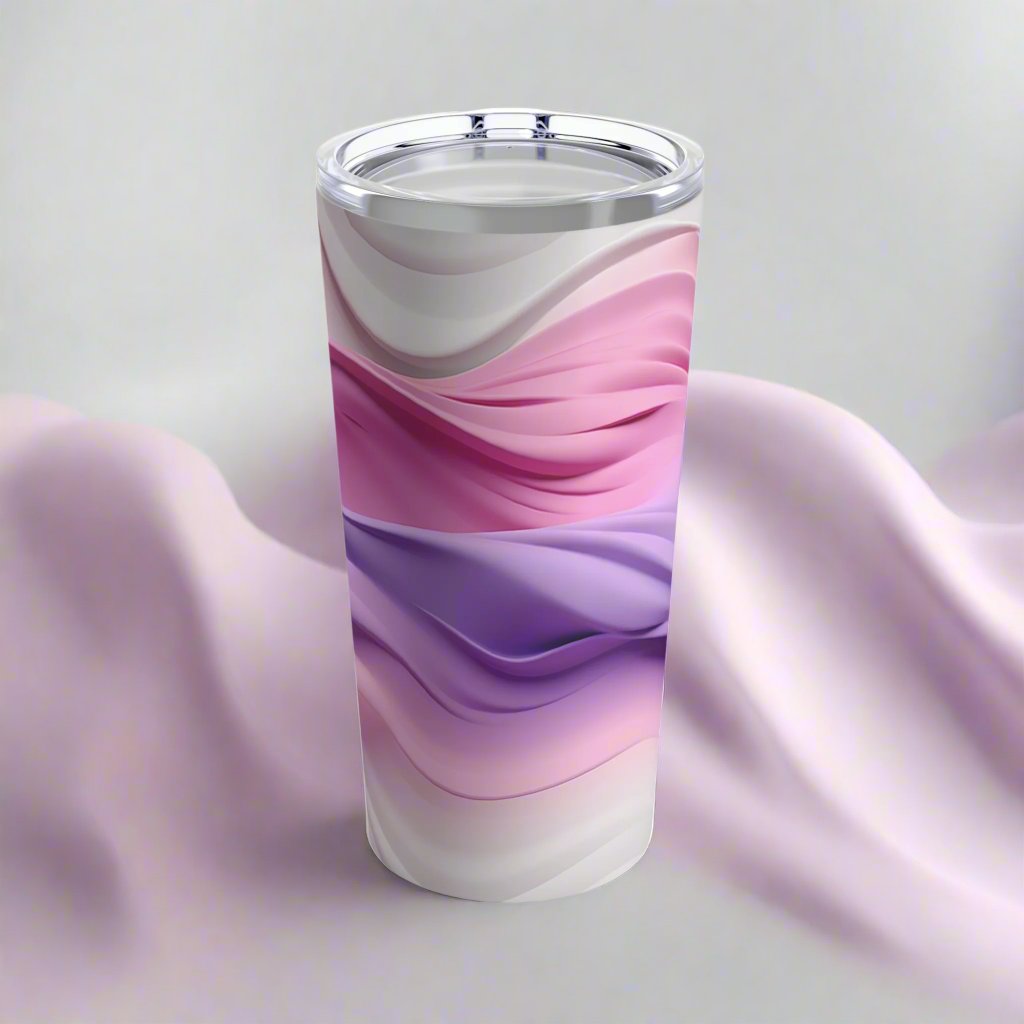 20oz Skinny Tumbler with Wavy Pink & Purple Soft Design