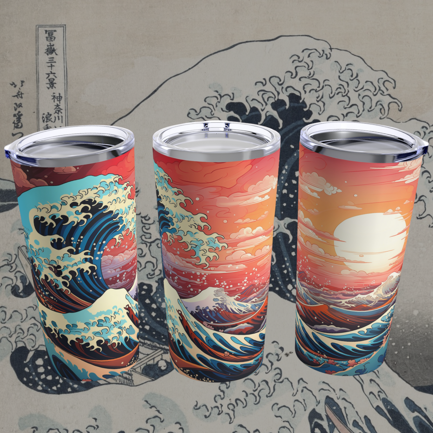 Japanese-inspired Wave Design 20oz Tumbler
