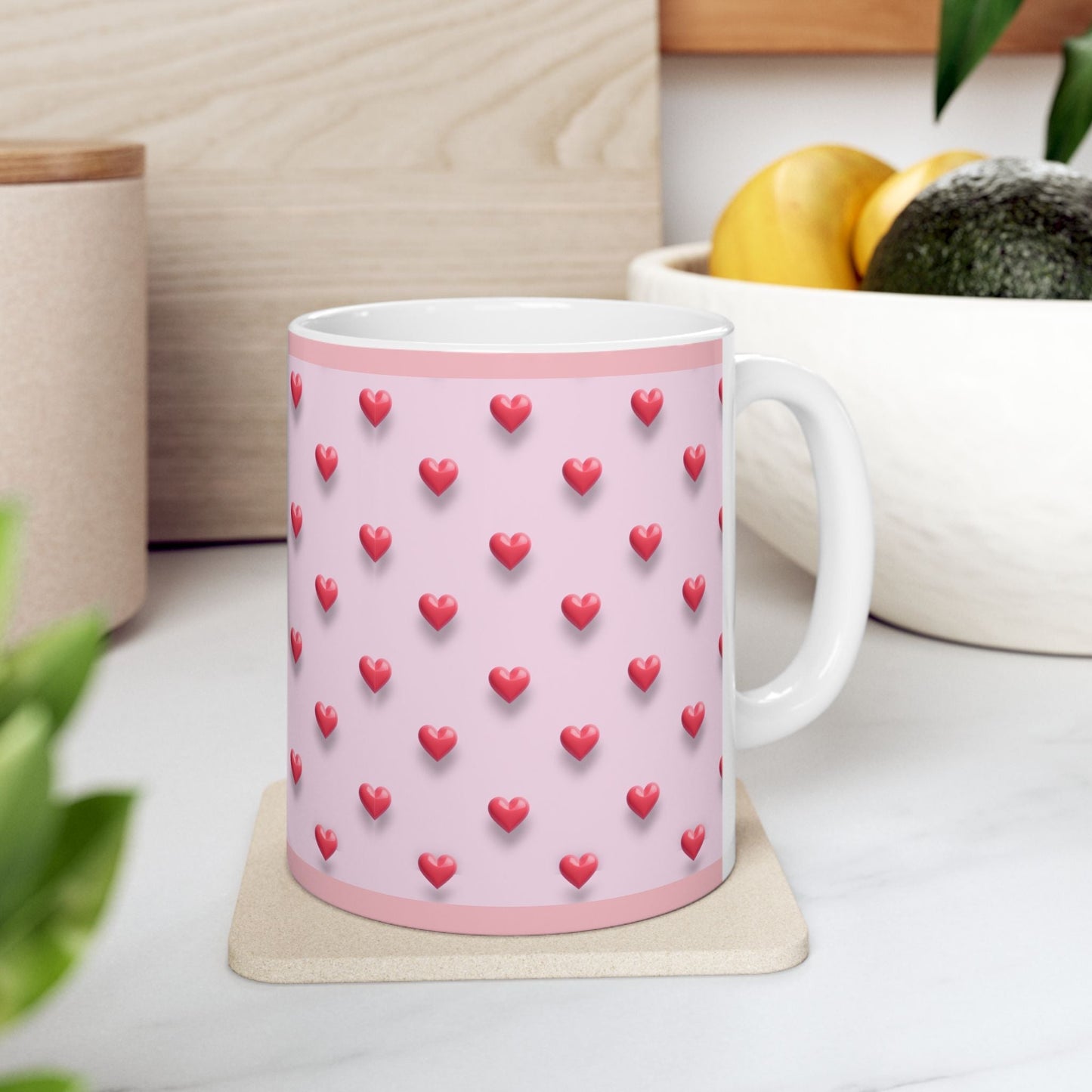 Heart 11oz Ceramic Coffee Mug – Customized Valentine's Day Gift for Her