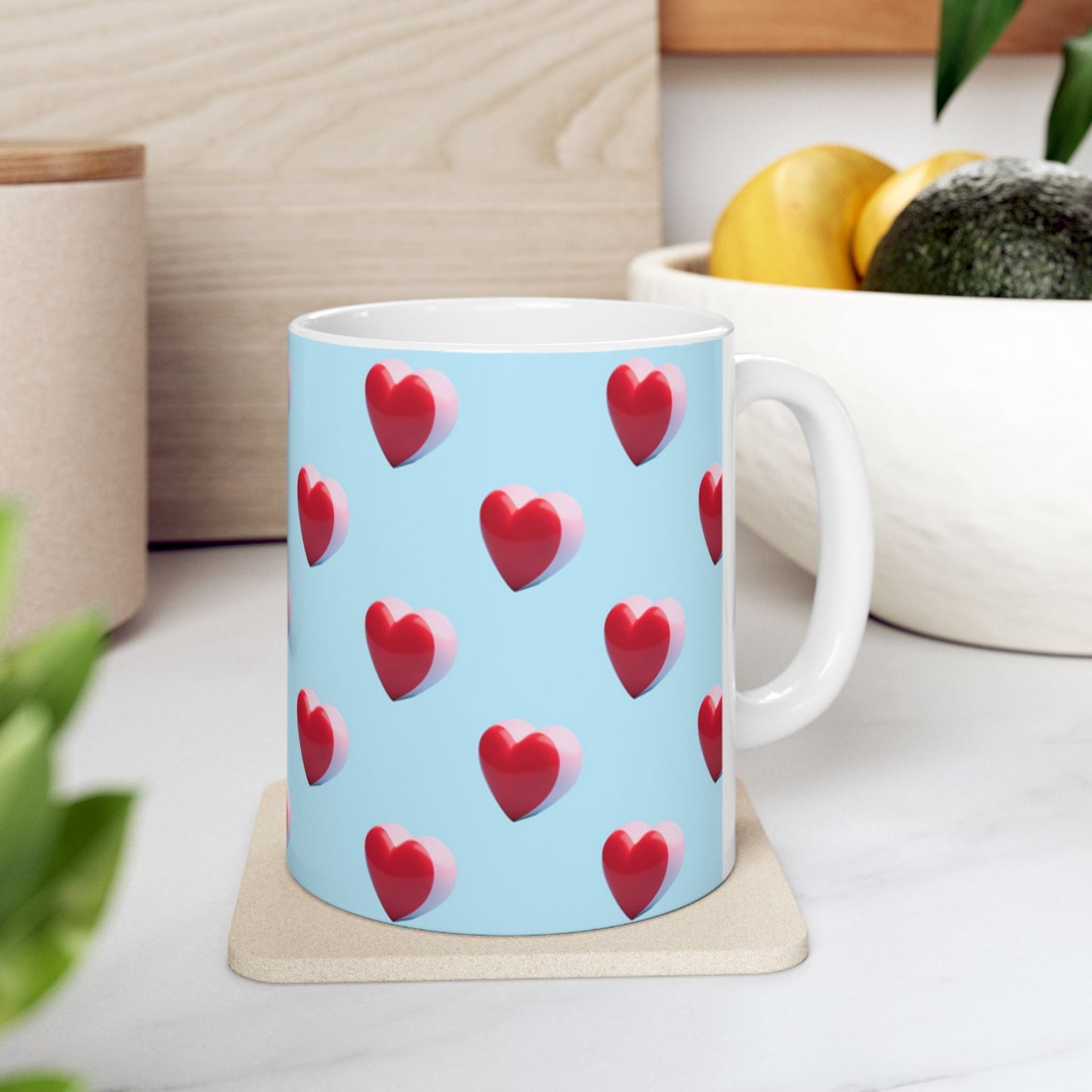 Lovely Heart 11oz Ceramic Coffee Mug – Valentine's Day Gift for Him or Her