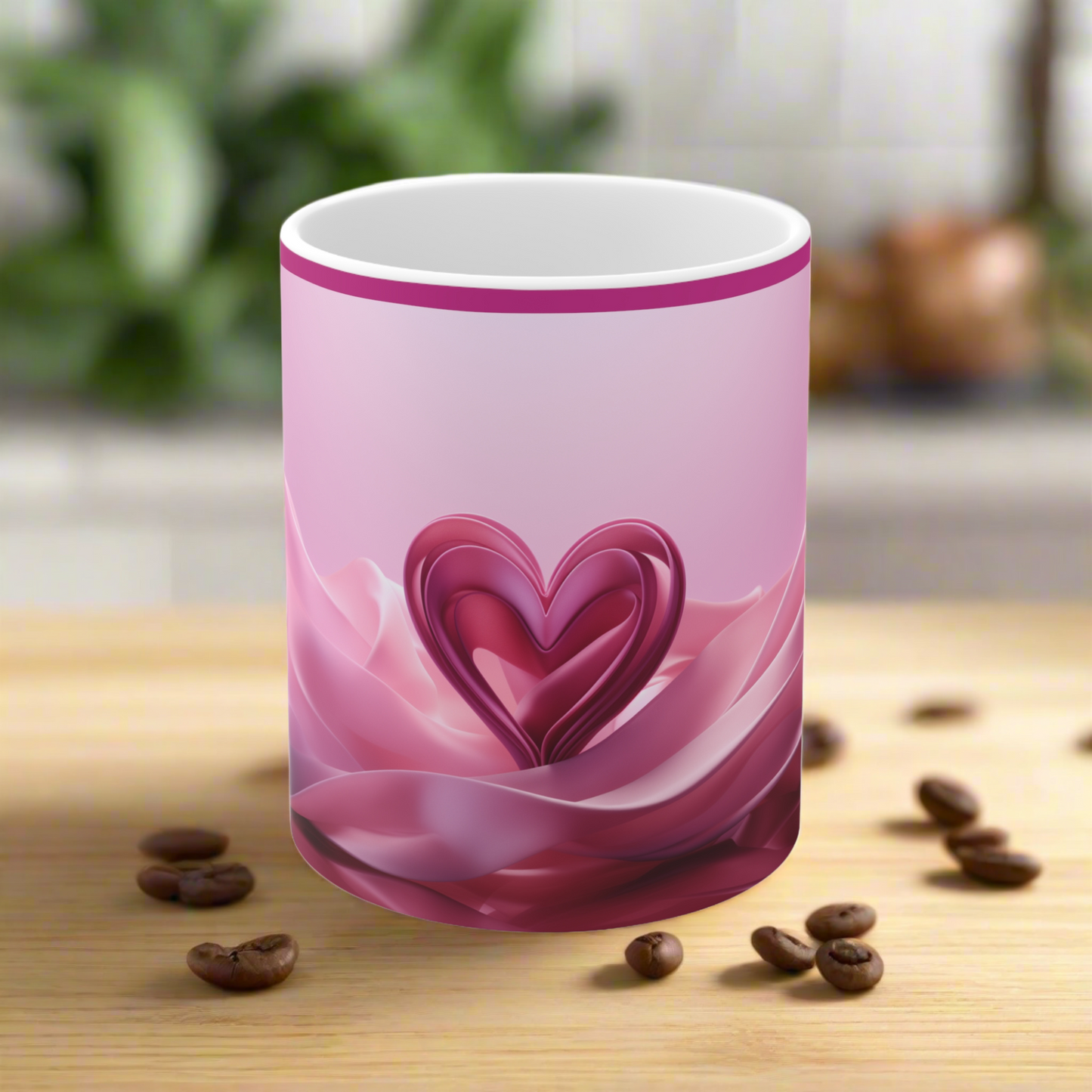 Heart-Themed 11oz Ceramic Coffee Mug