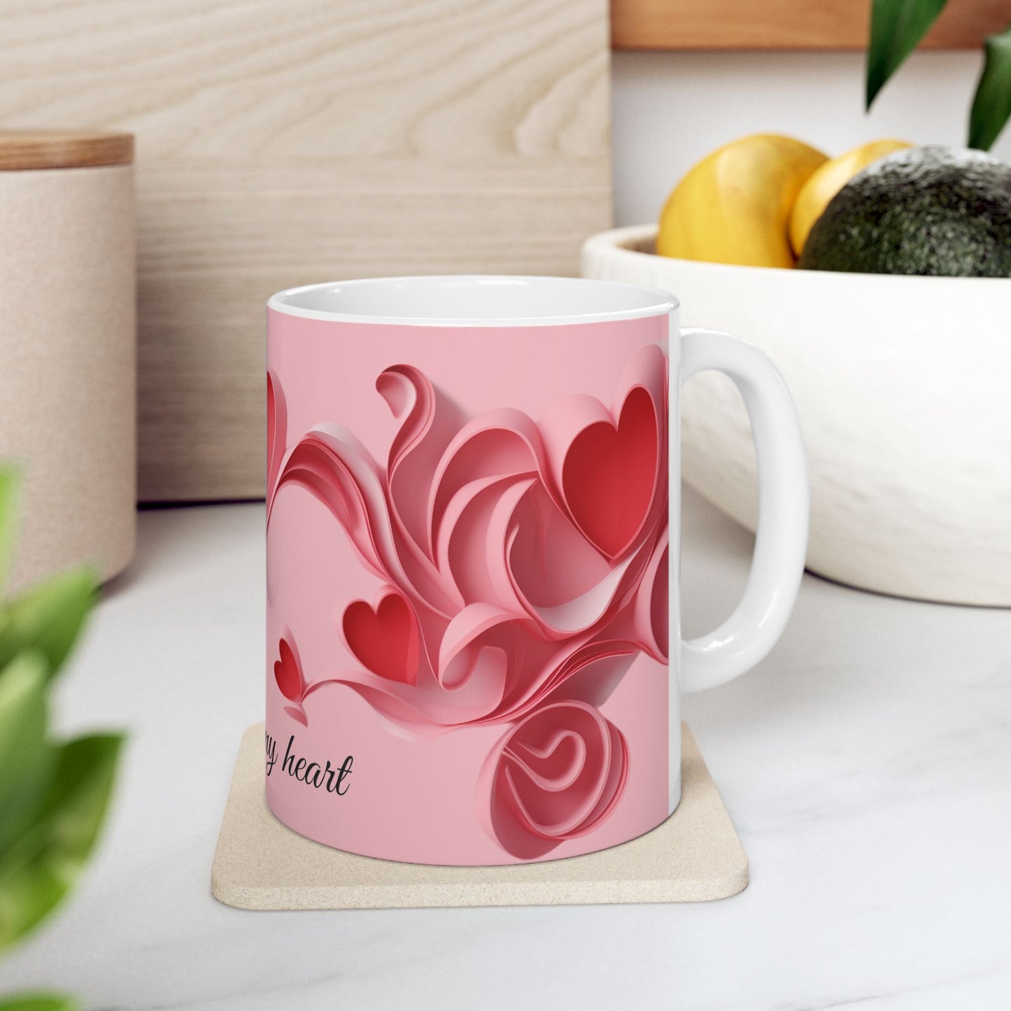 heart 11oz ceramic coffee mug