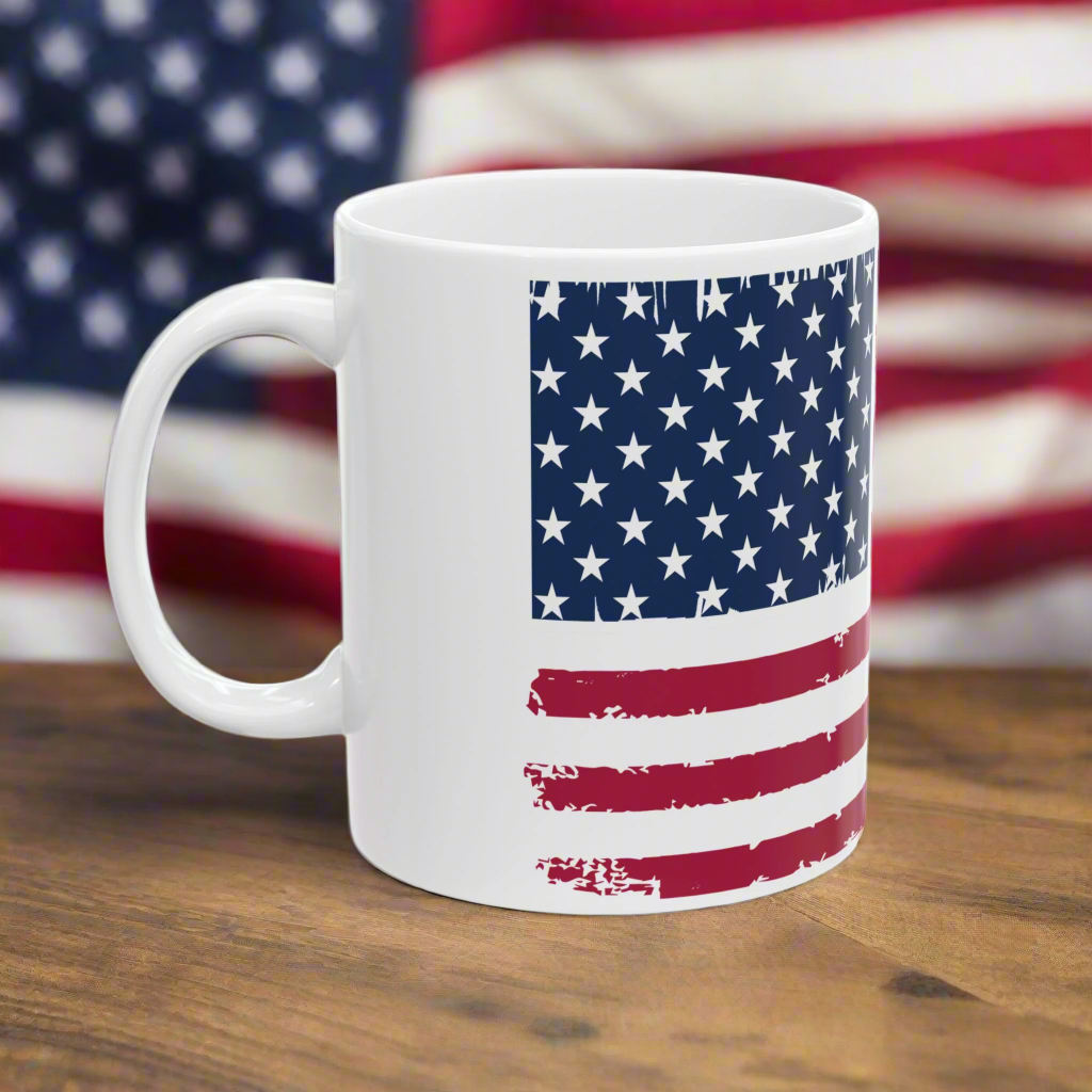 Custom American Flag Coffee Mug | Patriotic 11oz Ceramic Mug