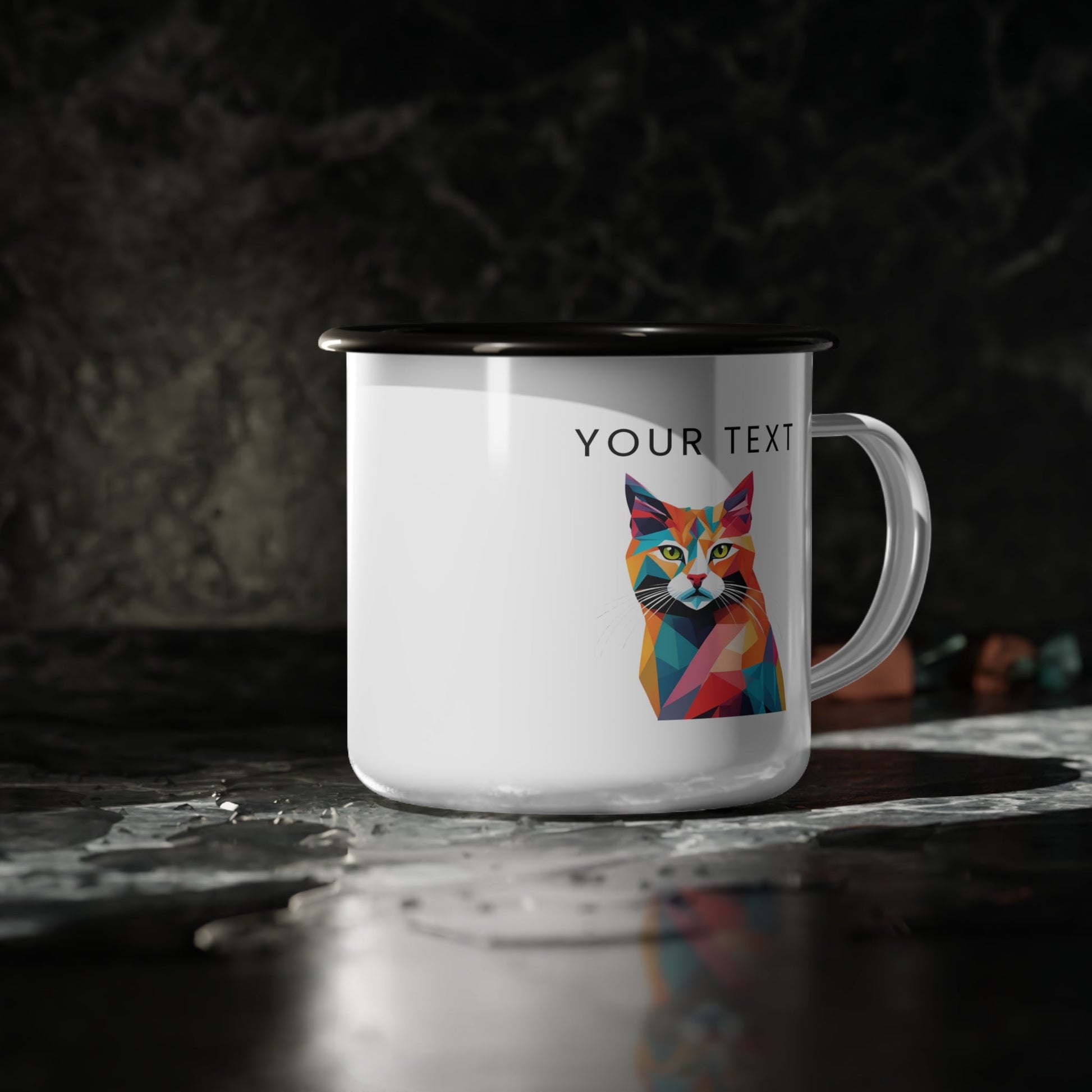 Personalized Enamel Mug 12oz  colorful cat logo protrait image personilized customize mug