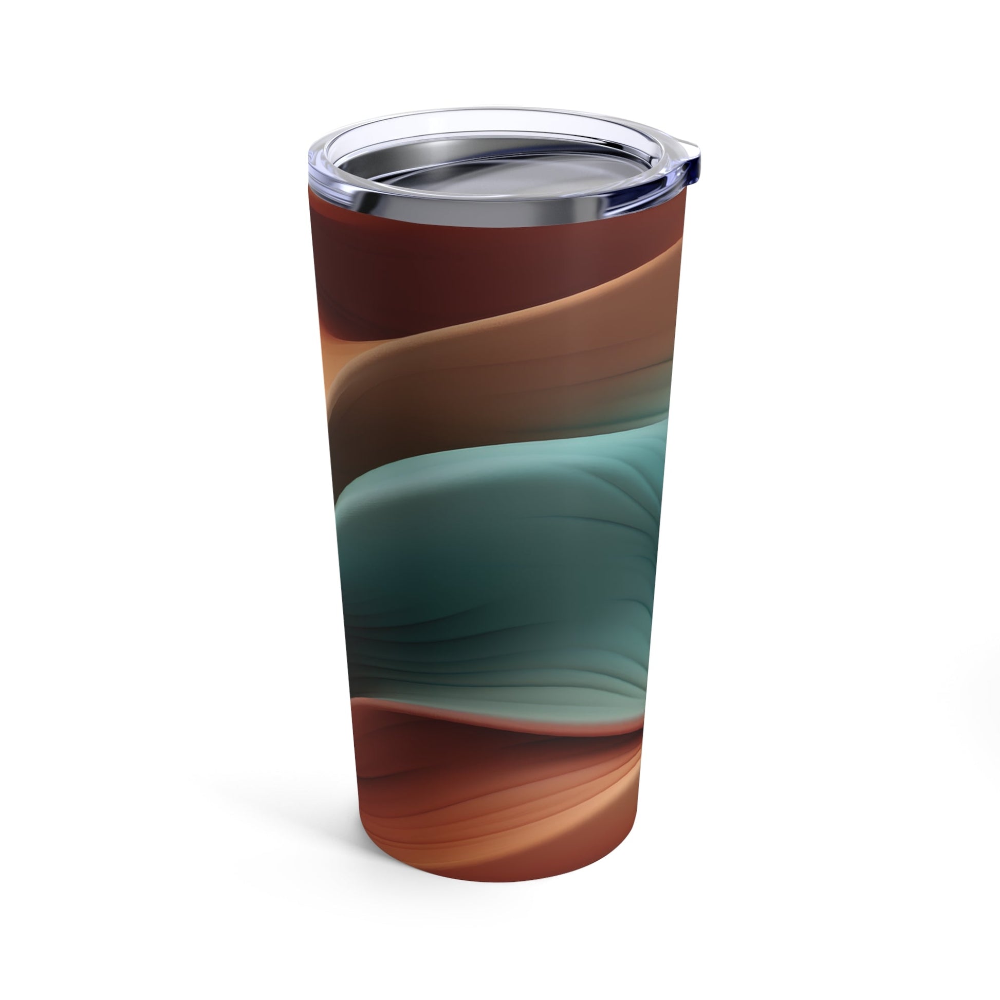 20oz Skinny Tumbler 20oz Earthy Wavy Design Terracotta & Teal Colors