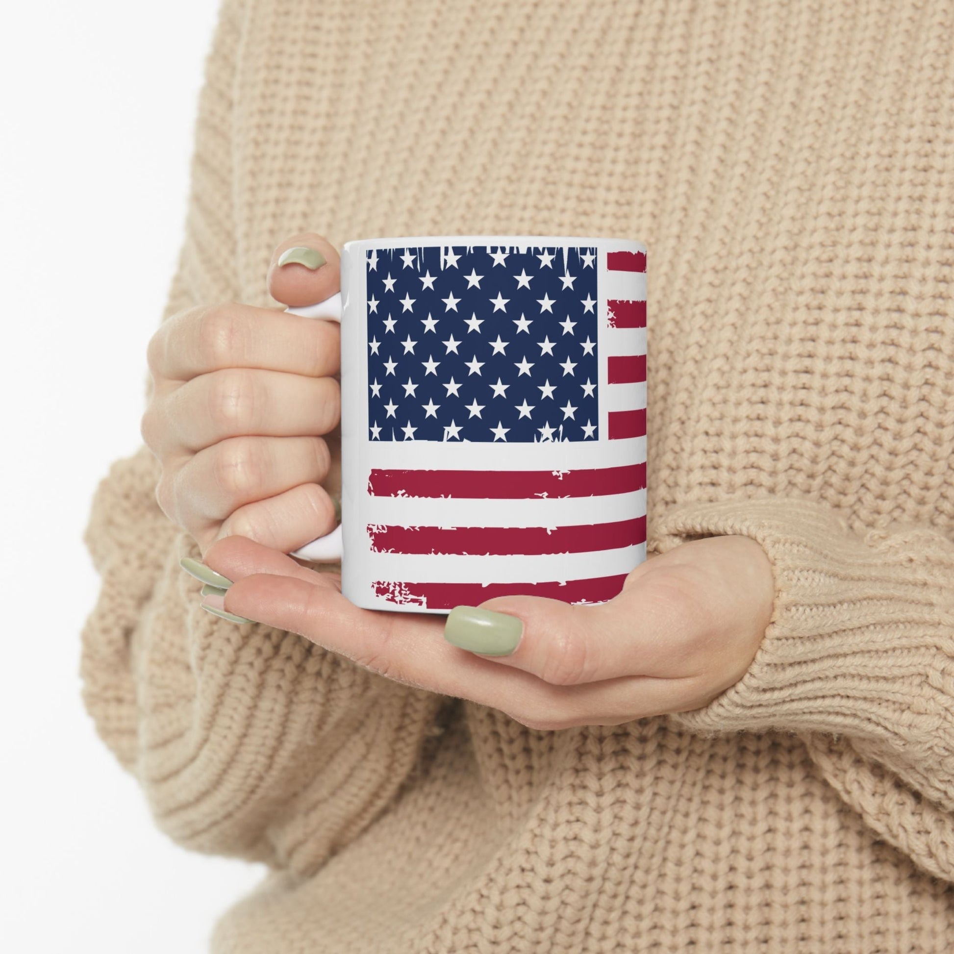 Custom American Flag Coffee Mug | Patriotic 11oz Ceramic Mug