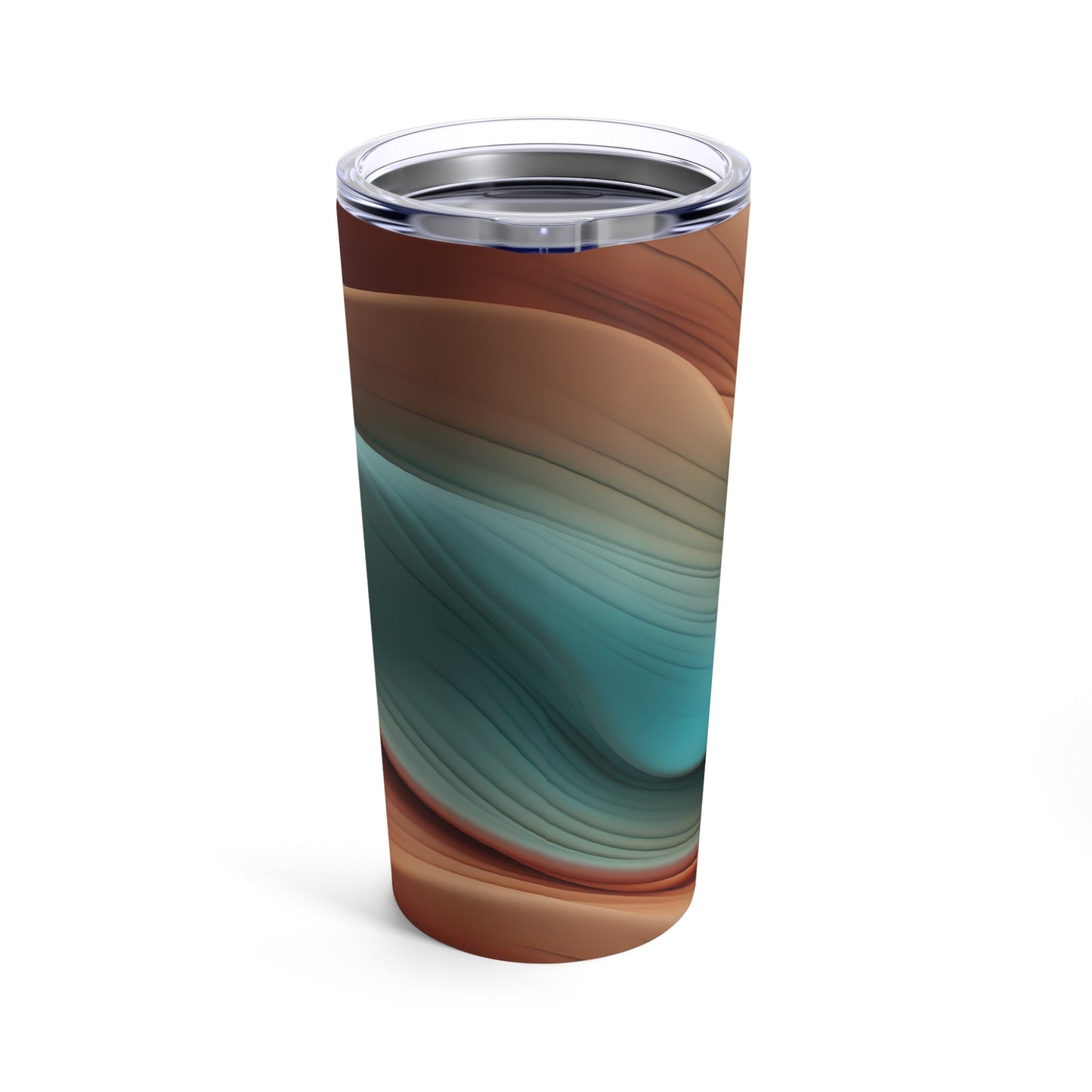 20oz Skinny Tumbler 20oz Earthy Wavy Design Terracotta & Teal Colors