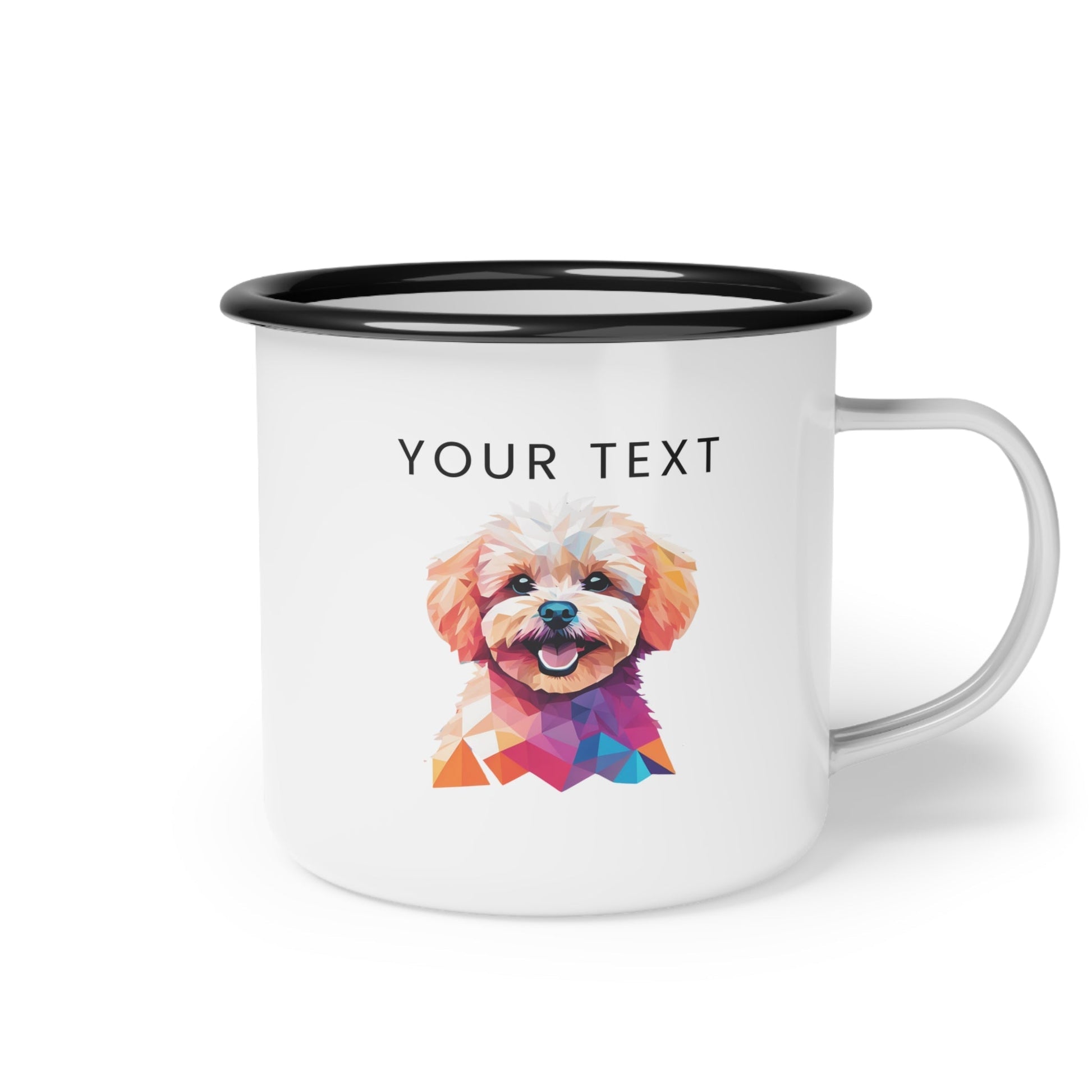 Personalized Enamel Mug 12oz dog lovers coffee mug custom text dog face portrait