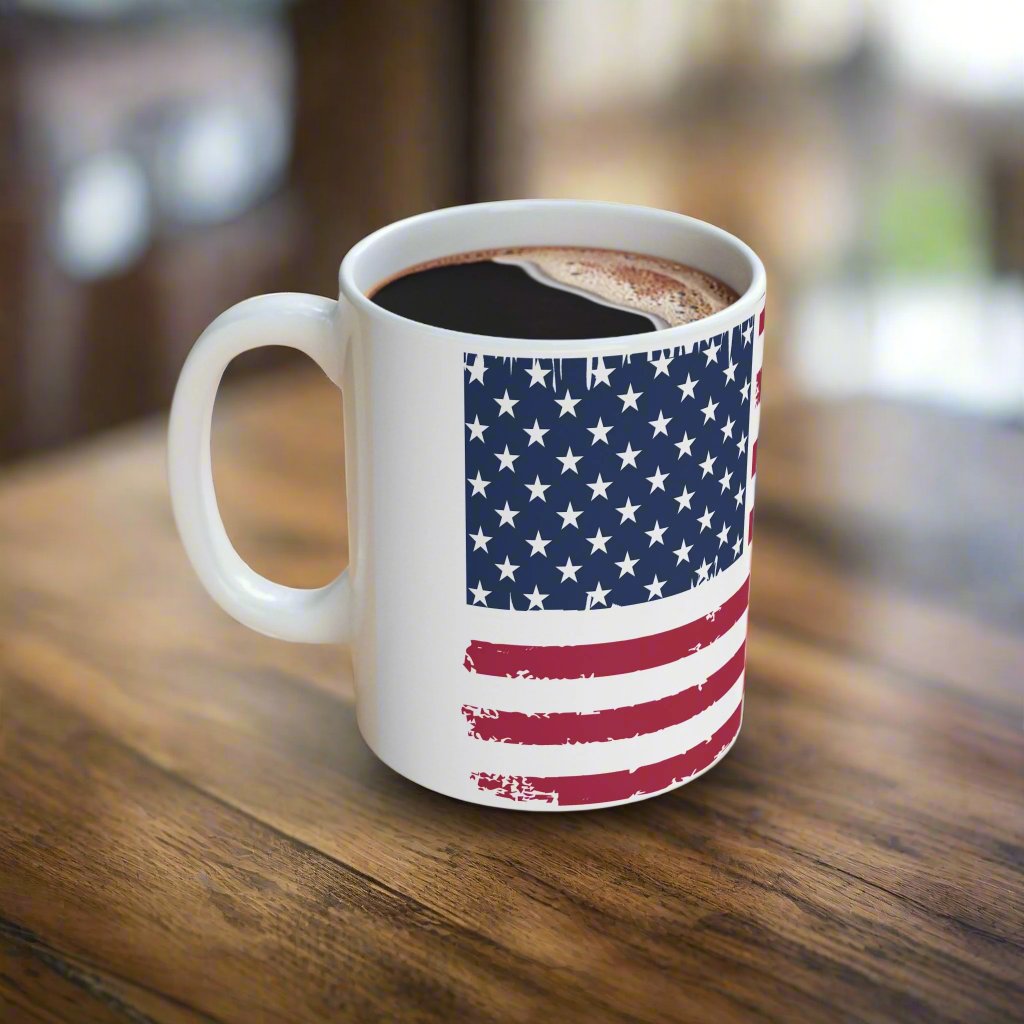 Custom American Flag Coffee Mug | Patriotic 11oz Ceramic Mug