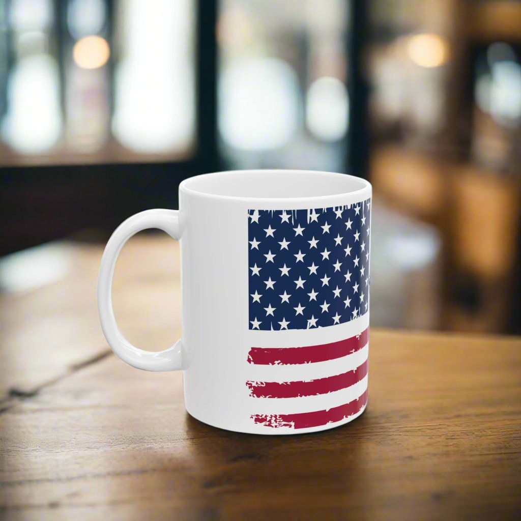 Custom American Flag Coffee Mug | Patriotic 11oz Ceramic Mug