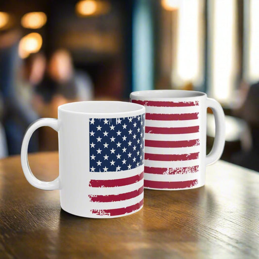 Custom American Flag Coffee Mug | Patriotic 11oz Ceramic Mug